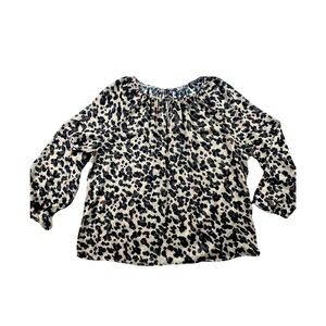 NYDJ Sheer Leopard Print Tie Neck Blouse Womens 2X Long Sleeve Lightweight